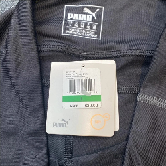 NWT Puma Women's Black Logo Stretch Cleverdry Tech Fitness Shorts Size Large - Picture 7 of 13